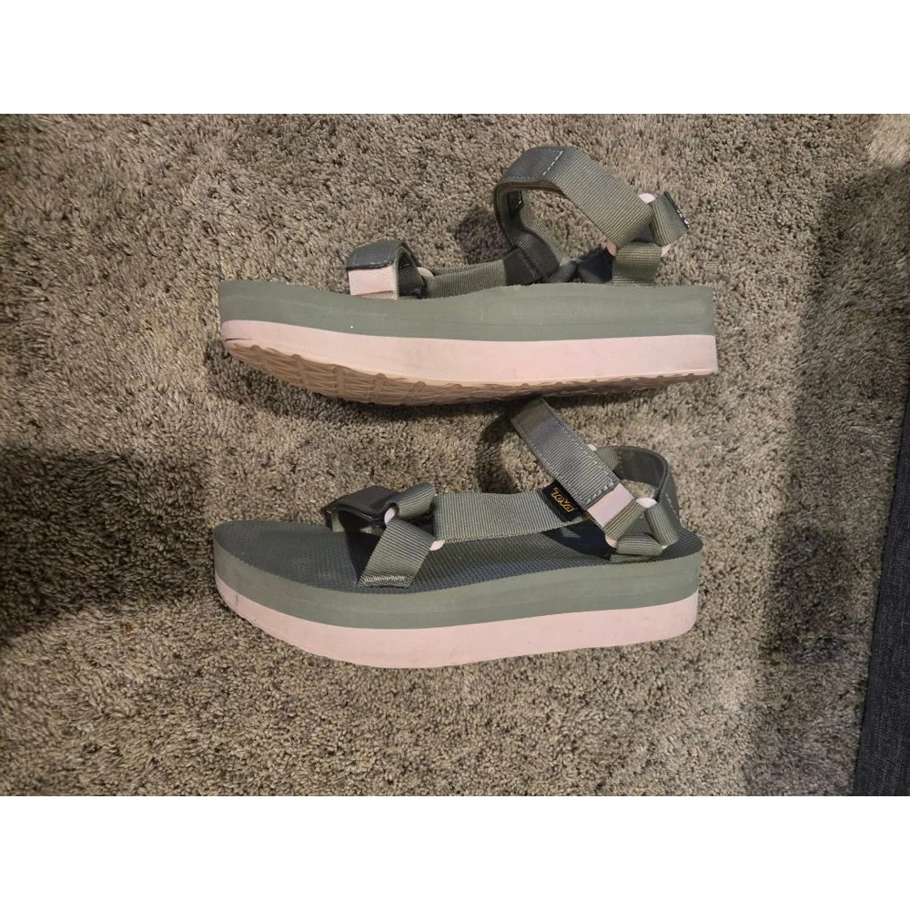 Women's Teva Green and Pink Platform Sandals Size 9